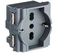 Vimar 0R16211 Prise SICURY 2P+T 16 A 250 V~ universelle standard italien P40, gris - 2 modules