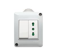 VIMAR 0T14802.DBP Plana Récipient IP40 + Déviateur 16 AX 250 V ~, illuminable + Bprise SICURY 2P+T 16 A 250 V ~ standard italien type P17/11, installation murale, blanc
