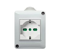 VIMAR 0T14802.U Plana Boîtier IP40 + Prise SICURY 2P+T 16A universelle, pour eurospine 2P 2,5A, 2P et 2P+T 10A et 16A standard IT, 2P+T 16A Standard DE, installation murale