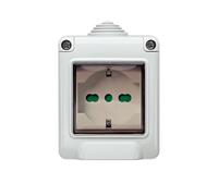 VIMAR 0T14902.U Plana Récipient IP55 + prise sécurisée universelle pour eurospine 2P 2,5A, prises 2P et 2P+T 10A et 16A standard IT, prises 2P+T 16A standard DE