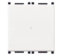 Vimar 14113.2 Plana Inverseur 1P 10 AX 250 V~ axial lumineux, bouton remplaçable, blanc - 2 modules. Max 100 W pour lampes avec alimentation intégrée (CEI 60669-1:2017)