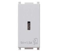 Vimar 14292.C.SL Plana Prise USB 5 V 1,5 A pour appareils électroniques, 1 sortie USB type C, alimentation 120-240 V ~ 50/60 Hz, Silver