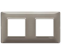 Vimar 14643.40 Plana Plaque 4 modules (2+2 entraxe 71 mm), technopolymère, Reflex cendre
