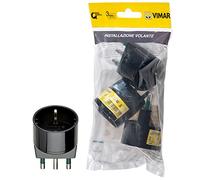 VIMAR FP00303 Adaptateur Simple SICURY 250 V ~ 3 pièces, Grande fiche S17, Prise 2P+T 16A Standard IT Type P30, Noir, 3 pezzi
