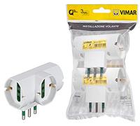 VIMAR FP00315.B Adaptateur Multiple SICURY 250 V~ décalé Vertical 2 pièces, fiche Standard IT Type S17, 3 Prises 2P+T 16 A universelles, Blanc, 2 pezzi