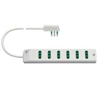 VIMAR Fp00402.C.B Prise mobile multiple avec 6 sorties Safe Standard Italien P11, 1,5 M Câble, fiche plate 2P+T 10, norme italienne, blanc