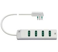 VIMAR FP00404.C.B 400 Prise multiple 4 prises bipasso, prise plate gain de place 16a, avec câble 1,5 m, blanc