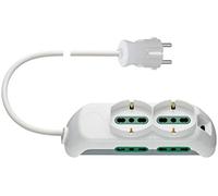 Vimar FP00520.CK.B Prise mobile multiple 16A, 2 sorties SICURY universelle std IT P40, 4 sorties SICURY std IT P17/11, câble 1,5m avec 3 conducteurs, fiche 16A std DE, puissance max 3680W, blanc