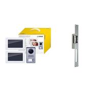 VIMAR K40911 Kit vidéophone bifamilial avec Blocs d'alimentation multifiche, Blanc/Gris, Écran 7 Pouces & EXTEL 90301.4 Ouvre-Porte électrique avec Fonction mémoire Long (25 cm), Gris