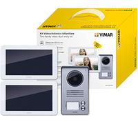 VIMAR K40936 Kit visiophone 2 familles pour Pose en saillie avec: 2 interphone, Platine de Rue à 2 Boutons, 2 alimentations DIN, étriers de Fixation, Contrôle des accès RFID, Écran Tactile 7 Pouces
