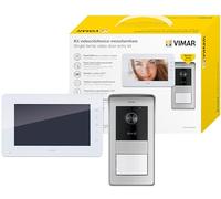 VIMAR K42930 Kit visiophone 1 Famille pour Pose en saillie avec: interphone vidéo, Platine de Rue à 1 Boutons, Alimentation DIN, étriers de Fixation, Contrôle des accès RFID, Écran 7 Pouces