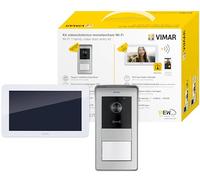 Vimar K42945 Kit portier-vidéo WiFi en saillie contenant: portier-vidéo WiFi à écran tactile LCD 7" mains libres, platine audio-vidéo RFID, alimentation avec fiches standards EU, EK, US et AU
