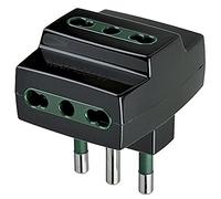 VIMAR RI.00321N Adaptateur Multiple SICURY 250 V ~, fiche Large S17, Trois Bprise 2P+T 16 A Standard Italien Type P17/11, Noir