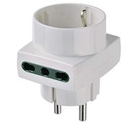 Vimar RI.00325B Adaptateur multiple SICURY 250V, max 1500 W, fiche 16A standards DE/FR, deux Bprises 2P+T 16 A standard IT type P17/11 et une prise 2P+T 16 A standard italien type P30, blanc