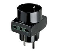 Vimar RI.00325N Adaptateur multiple SICURY 250V, noir, fiche standards DE/FR - deux Bprises standard IT type P17/11 et une prise standard IT type P30
