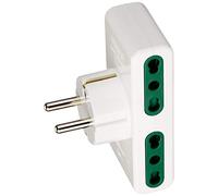 Vimar RI.01166B Adaptateur multiple SICURY 250V, max 1500W, fiche 16A standards DE/FR, quatre sorties Bprise 2P+T 16 A standard IT, blanc