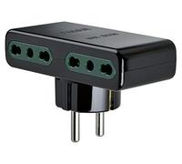 Vimar RI.01166N Adaptateur multiple SICURY, noir, max 1500 W, fiche 2P+T 16 A standards allemand et français, quatre sorties Bprise 2P+T 16 A standard italien type P17/11
