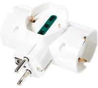 Vimar RI.00316.B Adaptateur multiple SICURY 250 V~ vertical - max 1500 W, fiche 2P+T 16 A standards allemand/français, trois prises 2P+T 16 A universelles standard italien type P40, blanc