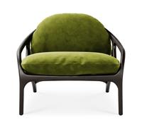 Vime Fauteuil lounge cuir brun foncé - velours vert Morpho - 5404023623973