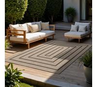 VIMODA Tapis d'intérieur et d'extérieur résistant aux intempéries, pour balcon, terrasse, jardin, salon et cuisine, lavable, couleur : beige, dimensions : 160 x 160 cm