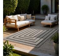VIMODA Tapis d'intérieur et d'extérieur résistant aux intempéries, pour balcon, terrasse, jardin, salon et cuisine, lavable, couleur : gris, dimensions : 200 x 200 cm