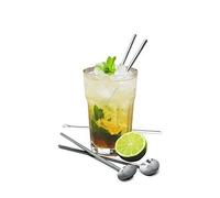 Vin Bouquet Fik 639 Set De Pinceaux Et 4 Pailles Cuillères Réutilisables Idéal Pour Cocktails, Smoothies, Jus, Acier Inoxydable 18/8, 2