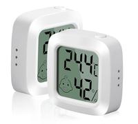 Vinabo 2 pièces Petit Thermomètre Hygromètre Intérieur Digital à Haute Précision, Indicateur Niveau de Confort pour Bureau,Chambre de bébé Vestiaire