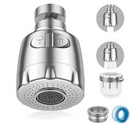 Vinabo Aérateur Robinet Cuisine 360°, Embout 2 Modes | Mousseur Rotatif Anti Éclaboussure avec Adaptateur M22/M24, Filtre Économiseur d’Eau pour Évier, Lavabo et Salle de Bain