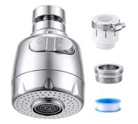 Vinabo Embout Robinet 360° 2 Modes, Mousseur Cuisine | Brise Jet Rotatif avec Adaptateur M22/M24, Filtre Anti Éclaboussure Économiseur d’Eau pour Évier, Lavabo et Bain