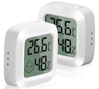 Vinabo Mini Thermomètres Hygromètres Intérieurs Numériques, 2 Pièces | Ultra-Compact, Avec Interrupteur On/Off et ℃/℉, Haute Précision, Portable, Pour Voyage, Bureau, Chambre de Bébé