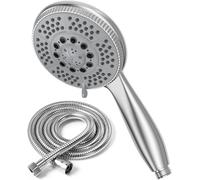Vinabo Pommeau de douche 1,5 m tuyau en acier, 5 fonctions jets, haute pression, ABS chromé, pulvérisation anticalcaire, buse (Lot de 5)