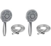 Vinabo Pommeau de Douche avec 1,5m Tuyau - Douchette Tête Réglable à Haute Pression - ABS Chromé - Poignée Ergonomique et Buse en Silicone Auto-nettoyante - Pommeau Douche Grande