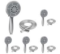 Vinabo Pommeau de Douche avec 1,5m Tuyau - Douchette Tête Réglable à Haute Pression - ABS Chromé - Poignée Ergonomique et Buse en Silicone Auto-nettoyante - Pommeau Douche Grande