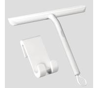 Vinabo Raclette de Douche - Nettoyage sans Traces pour Porte en Verre, Salle de Bain avec Support 21cm Blanc, Silicone pour Vitre de Voiture, Miroir (Lot de 5)