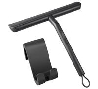 Vinabo Raclette Douche, Raclette de Douche Nettoyage sans Traces pour Porte | en Verre,Raclette Salle de Bain avec Support-21cm Noir,Raclette Silicone pour Porte de Douche,Vitre de Voiture,Miroir etc