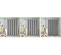 Vinabo Rideau Douche, 180 x 200 cm, Rideau de Douche avec 12 Crochets, sans Percage, Tissu PEVA Imperméable Lavable en Gris (Lot de 3)