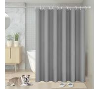 Vinabo Rideau Douche, 180 x 200 cm, Rideau de Douche avec 12 Crochets, sans Percage, Tissu PEVA Imperméable Lavable en Gris (Lot de 5)