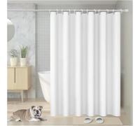 Vinabo Rideau Douche Anti Moisissure, 180 x 200cm Blanc, avec 12 Crochets, sans Percage, Tissu PEVA Imperméable Lavable en Machine (Lot de 5)