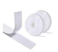 Vinabo Scratch Autocollant Double Face 8 m x 20 mm, Blanc, Hook Loop | Ruban Adhésif Puissant à Crochets et Boucles pour Couture, Tissu, Moustiquaire, Rideaux et Bricolage Sans Perçage