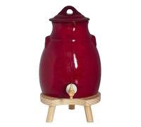 Vinaigrier 3,5 l en grès rouge sur socle bois