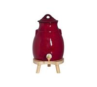 Vinaigrier 3,5 l en grès rouge sur socle bois - - Rouge - Grès