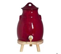 Vinaigrier 3,5 l en grès rouge sur socle bois - Table Passion
