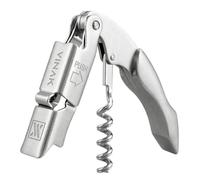 VINAK Tire-bouchon professionnel XPERT INOX en acier inoxydable avec double support articulé + ouvre-bouteille + couteau coupe-capsule et spirale professionnel groove