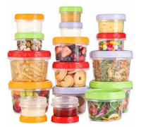 VINATO 16PCS Boite Alimentaire Plastique avec Couvercle 60ML/120ML/250ML/475ML Petite Boite Conservation Plastique Boîtes Alimentaire Hermétique, Rouge, Vert, Orange, Violet