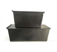VINATO 2 Pièces Moule Pain de Mie,Moule Pain de Mie avec Couvercle,32x12x12cm & 21x12x12cm, Moule à Pain de Mie, Moule à Brioche, Acier au Carbone, Revêtement Antiadhésif, Noir