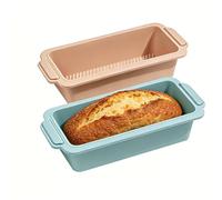 VINATO 2 Pièces Moules à Pain en Silicone, Moule à Cake, Moule Gateau Silicone,Moules Rectangulaires Antiadhésifs 28x16x6.5 cm pour Pain, Cake & Toast - Bleu & Rose