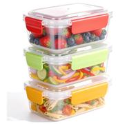 VINATO 3 x 750ml Boîtes de Conservation Alimentaire Boites Alimentaires Hermétiques Boite Plastique Transparent Alimentaire Sans BPA boite a Conservation Congelé pour Micro-ondes et Congélateur