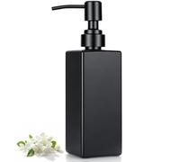VINATO 350ml Distributeur de Savon en Verre, Distributeur Shampoing pour Salle de Bain et Cuisine, mit Pompe, pour Gel et Shampooing Douche, Design Moderne Minimaliste pour Plan de Travail(Noir)