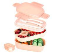 VINATO Boîte à Bento 1900ml, Boîte Lunch Box avec 3 Compartimentée et Couverts pour Adultes, Lunchbox Etanche, sans BPA, pour Bureau, École ou Voyage (Rose)