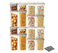 VINATO Boîte de Rangement Cuisine 16 Pièces, Boîtes Alimentaires Hermétiques avec Couvercle, Lot de 16 (2 L x4, 1,4 L x8, 0,8 L x4) pour Pâtes, Farine, Céréales, Sans BPA, +24 Étiquettes